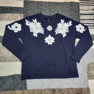 Victoria Beckham Target Navy Floral Pop Over Sweater Size Small